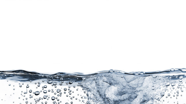 Blue water level splash isolated on white with space for copy