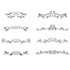 Hand drawn text dividers vintage ornaments collection. Vintage borders and wedding laurels.