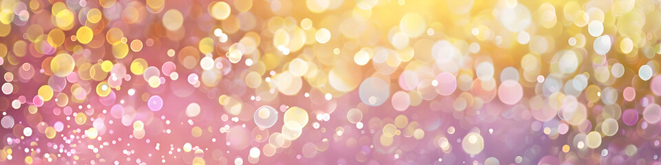 Pink and Yellow	Glittering Lights with Dreamy Bokeh, 	banner, background for event invitation, New...