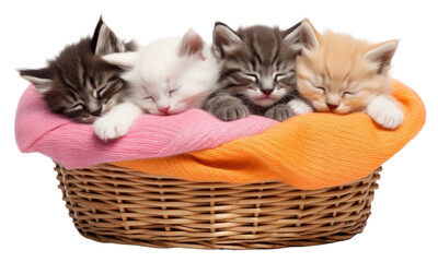 Fototapeta na wymiar PNG Sleeping kittens in basket mammal animal pet