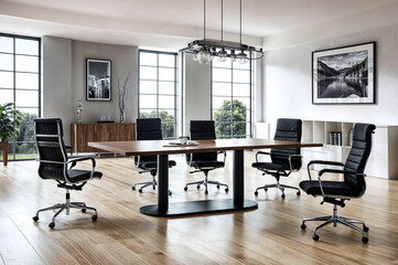 conference room table chairs desk meeting office