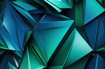 abstract background with green and blue triangles - obrazy, fototapety, plakaty