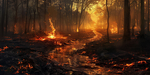  a stream in a burning forest (3).jpg, a stream in a burning forest AI-generated Imagew
