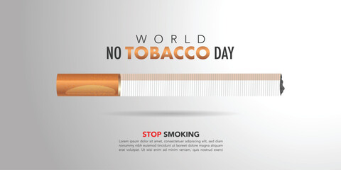 concept of no smoking and World No Tobacco Day with  cigarette. Banner with stop tobacco sign. Creative design idea for poster