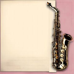 saxophone isolated on beige and pink