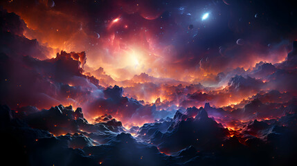 Fototapeta na wymiar Fantasy space background with stars and nebula. 3D rendering