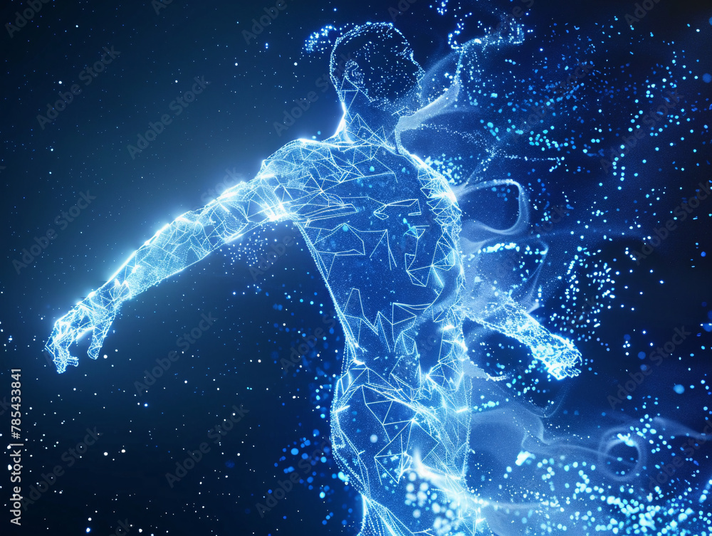 Aufkleber 3d hologram particle effect moving portrait abstract background