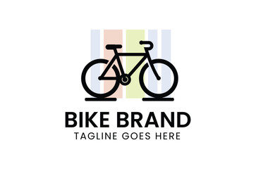Vector Bicycle icon with colored outline of bicycle sport on white background