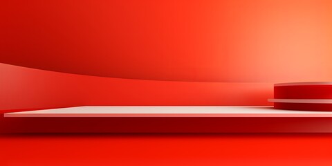 red abstract background vector, empty room interior with gradient corner in a color for product presentation platform studio showcase mock up