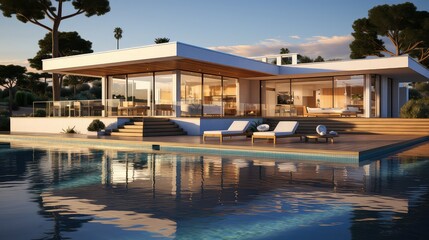 Fototapeta premium modern home in the country side with a pool UHD Wallpaper