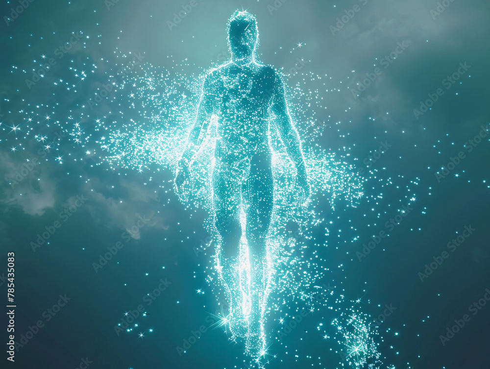 Aufkleber 3d hologram particle effect moving portrait abstract background