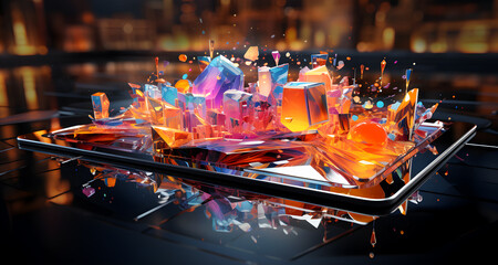 View of a digital iPad task hyper 3d style graphics design