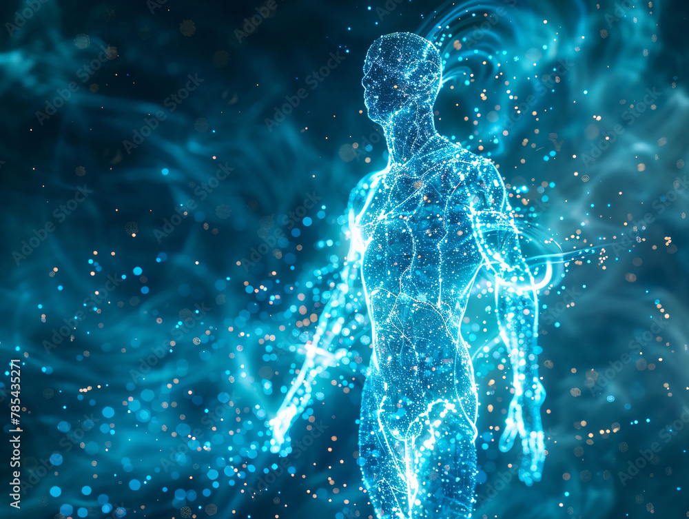 Aufkleber 3d hologram particle effect moving portrait abstract background