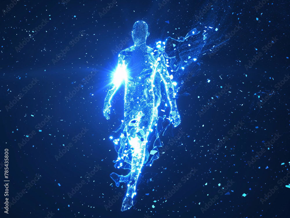 Aufkleber 3d hologram particle effect moving portrait abstract background