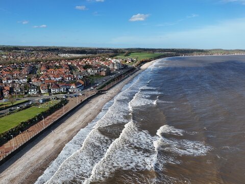 ..Bridlington Seafront and beach Yorkshire UK drone,aerial