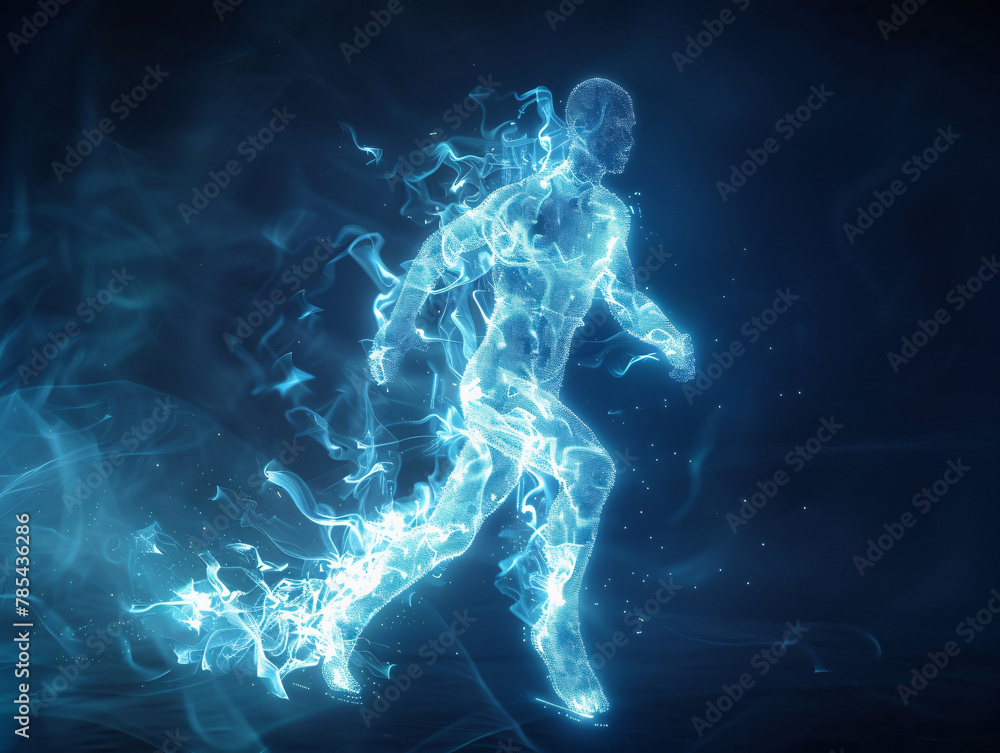 Aufkleber 3d hologram particle effect moving portrait abstract background