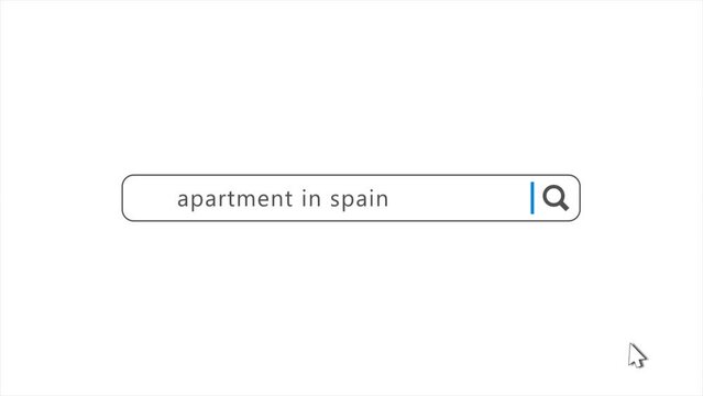 Apartment in Spain in Search Animation. Internet Browser Searching