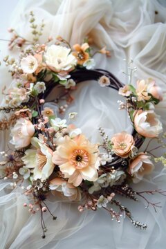 Wedding Ornament. Pretty Floral Chaplet Flower Wreath for Fashionable Headband