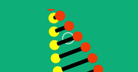 Image of dna rotating over green background