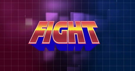 Image of fight over purple and navy square background
