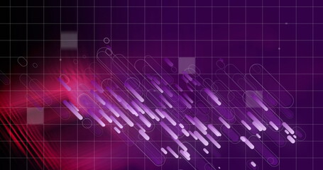 Image of purple shapes falling over purple background