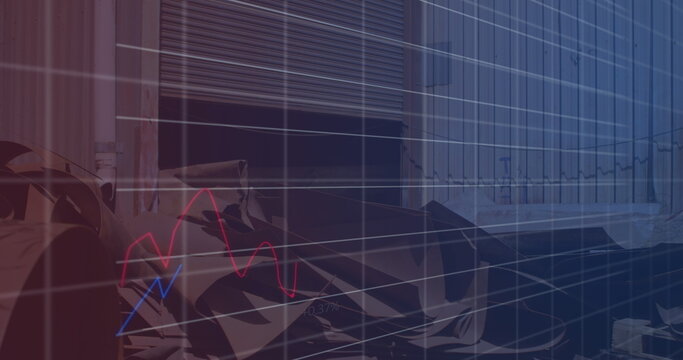 Image of financial data and graphs over junkyard - Powered by Adobe