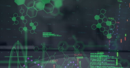 Image of financial data processing over world map