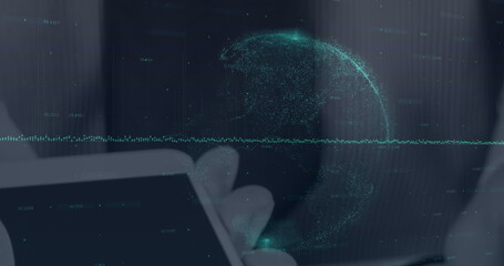 Image of financial data processing over payment terminal