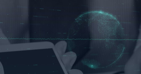 Image of financial data processing over payment terminal