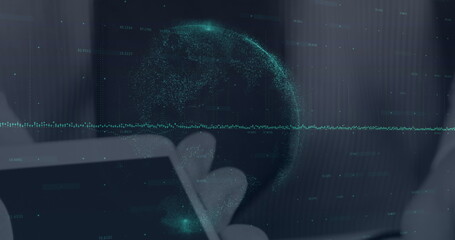 Image of financial data processing over payment terminal