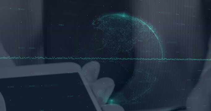 Image of financial data processing over payment terminal