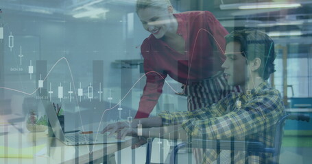 Image of data processing over woman exercising in gym