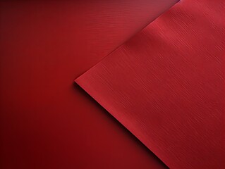 Red background with dark red paper on the right side, minimalistic background, copy space concept, top view, flat lay