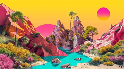AIgenerated landscape using Illustrastion art and mapping algorithms