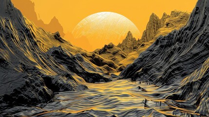 Vector art inspired by topographic maps and digital rendering