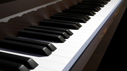 Naklejka premium 3d rendering of close up view of keyboard from the grand piano 