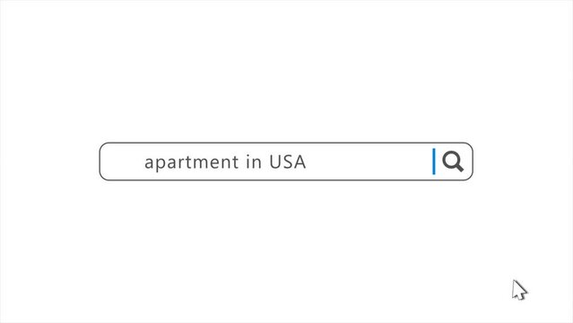 Apartment in USA in Search Animation. Internet Browser Searching