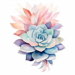 Watercolor painting of cactus flowersใ