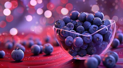 Close-up of a bowl brimming with sweet heart-shaped blueberries, perfect for adding a touch of love to culinary creations
 - obrazy, fototapety, plakaty