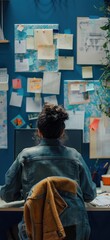 Focused office worker seated at a tidy desk, diligently completing tasks