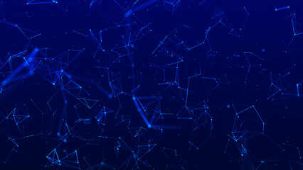 Abstract background with connecting dots and lines. Network connection structure. Plexus effect. 3d rendering.