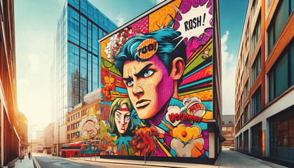 Naklejka na ściany i meble Vibrant City Pop Art Mural