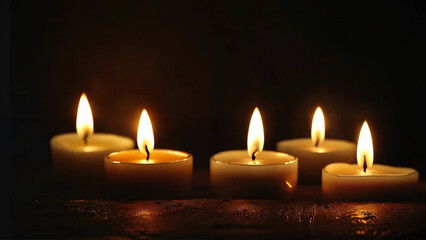 Obraz na płótnie Canvas Beautiful array of decorative candles 16:9 with copy space