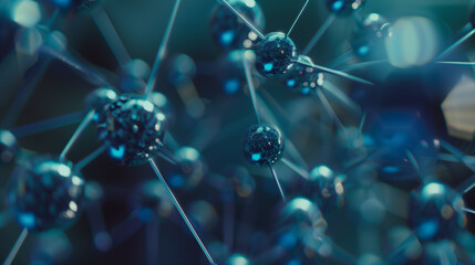 Detailed Close-up of Blue Molecular Structure in Science Concept