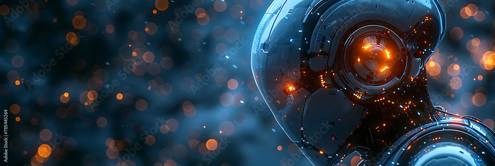 Poster abstract robot processing data in cool blue hues