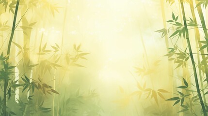  Serene Bamboo Forest, Soft Yellow Light, Zen Nature Background