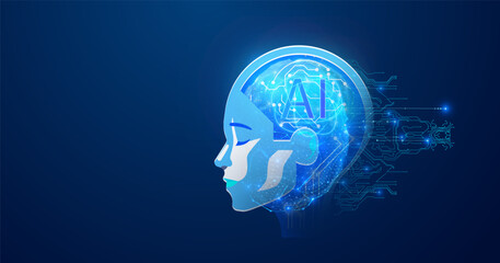 Obraz premium Fusion of Mind and Machine: AI Intelligence Concept Illustration. A digital representation of AI intelligence within the human form, symbolizing the seamless blend of technology and the human mind.