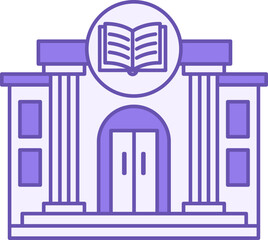 Colored Library Icon. Library Building Vector Icon. Education and Architecture Concept
