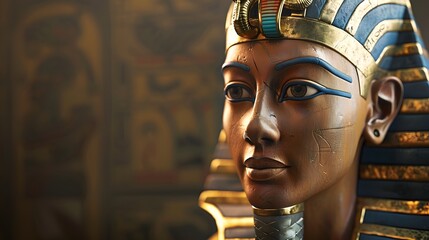 Ancient statue of pharaoh. Female Egyptian Pharaoh. - obrazy, fototapety, plakaty