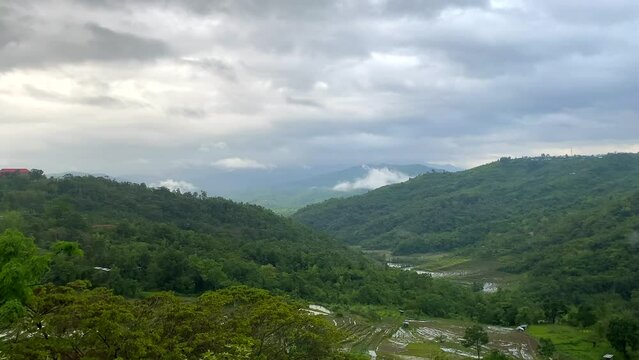 view of beautiful mountain at makhel village and the barak river is situated in senapati district. people of this village are living in very peaceful manner manipur in India.